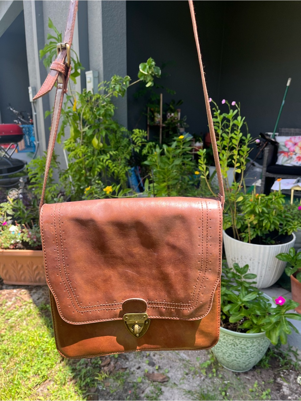 Brown Leather Crossbody Bag - mini messenger crossbody bag